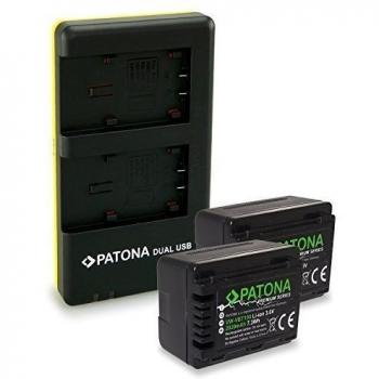 PATONA Dual Cargador + 2x Premium Batería VW-VBT190 para Panasonic HC V110 V120 V160 V210 V270 V510 V520 V710 V720 V727EB V750EB V770EB VX870 VX989 VXF999 W570 W580 W850EB con micro USB