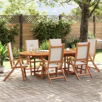 Conjunto de 6 sillas de jardín plegables de madera maciza de acacia y textilene marrón