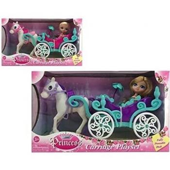 BigBuy Fun-S1123555 Muñeca Princess Carriage 110784, Multicolor
