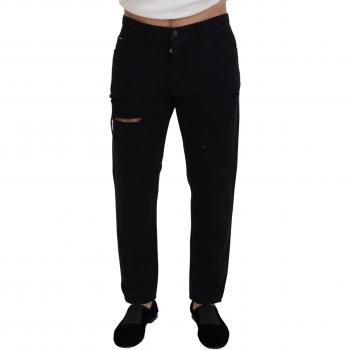 Dolce & Gabbana Black Loose Regular Torn Cotton Jeans - IT44 | XS