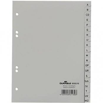 Durable A5 Plastic Index Tabs A-Z, Grey, 20-Part