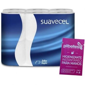 PILBELLES Pack 36 Rollos Papel Higiénico Doméstico + 50 Monodosis Gel Hidroalcohólico