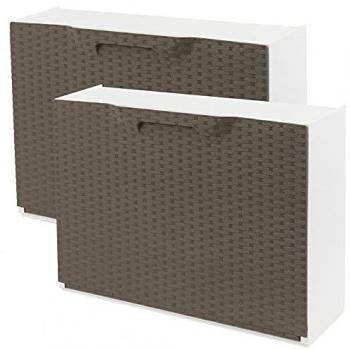 Pack 2 Zapateros Rattan 40x51x17 cm - Marrón - WellHome