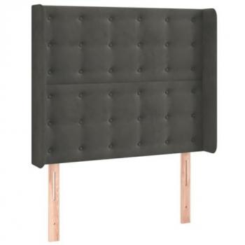Cabecero con LED de terciopelo gris oscuro 83x16x118/128 cm