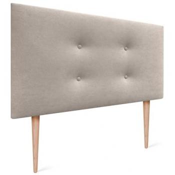 Cabecero Tapizado Aqualine de Polipiel o Tela con 2 Hileras de Botones y Patas, Beige, 105x105cm (Camas 80/90)