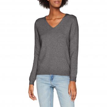 ONLY NOS Onlqueen V-Neck L/s Pullover Knt Noos, suéter para Mujer, Gris Grey Melange, 40