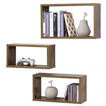 Juego de Estantes Flotantes Mandal - Set de 3 en Diferentes Medidas Efecto Madera Oscura