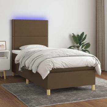 Colchón de cama suave con tela LED marrón oscuro 100x200 cm
