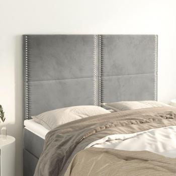 Cabeceros 4 piezas gris claro 72x5x78/88 cm terciopelo
