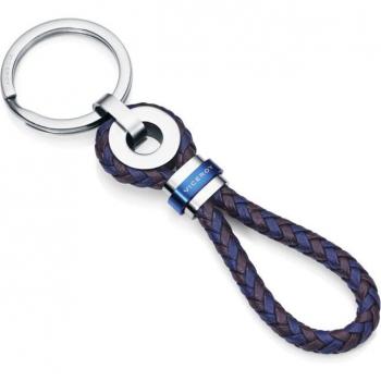 Llavero Viceroy Air de acero en Ip azul con cuero trenzado multicolor