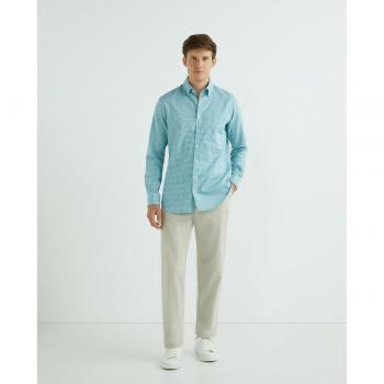 Rushmore Camisa de Hombre Sport Regular Fit 100% Algodón NON IRON Oxford Cuadro Marino, Cuello Botón Punta, Puño Arista, con Bolsillo