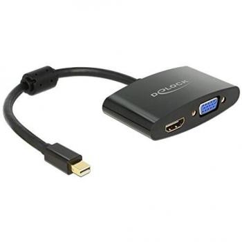 DeLOCK 65553 Adaptador de Cable Mini displayport hdmi-a, vga Negro - Adaptador para Cable