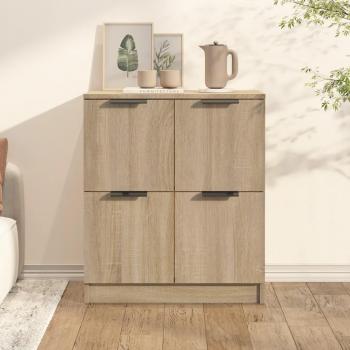 Aparador de madera contrachapada color roble Sonoma 60x30x70 cm, Mueble de Almacenaje para Salón, Buffet, Armario Auxiliar, Armario de Almacenamiento
