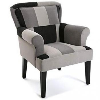 Versa 19880540 Sillón tapizado Smith, 89x71x72 cm, Gris y Negro, Butaca