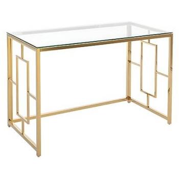 Escritorio de cristal templado y acero - Dorado y transparente - CLOTILDE de Pascal Morabito