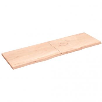 Estante de pared de madera maciza de roble sin tratar 200x60x4 cm, natural, marrón claro y marrón oscuro, mueble de almacenaje para oficina, estudio y dormitorio