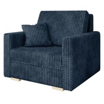 Sillón Columbus 207 con tapiz gris, patas de madera, dimensiones 85x103x98cm, función de sofá cama y almacenamiento