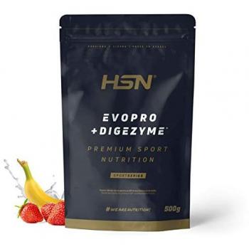 Proteína Secuencial Evopro HSN Sabor Fresa Banana 500 g | Mezcla de Caseína y Whey con Enzimas Digestivas Digezyme | No-GMO, Vegetariano, Sin Gluten