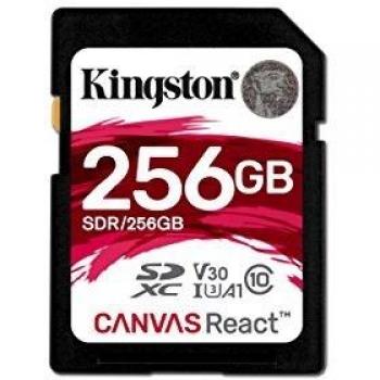 Kingston Canvas React - Tarjeta SD de 256 GB, Color Negro