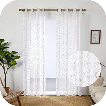 Amazon Brand - Umi Cortinas Habitacion Salon Visillos Translucidas Ventana Dormitorios 2 Piezas Blancas 140x240cm