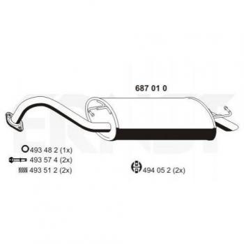 Silenciador trasero ERNST 687010 para TOYOTA 17430-22320