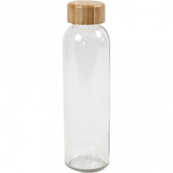 Botella de agua de vidrio - 500 ml - Altura 22 cm - Diámetro 6,7 cm - Tapa de bambú - Ecológica