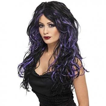 Smiffy's - Peluca Negra y Violeta para Mujer