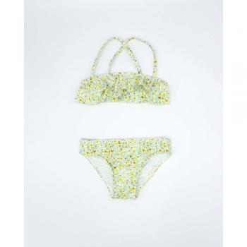 Bikini de bebé niña estampado con volante flores amarillas