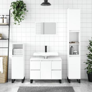 Mueble de baño blanco pulido 80x33x60cm madera multicapa
