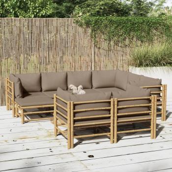 vidaXL 10-Piece Garden Lounge Set with Taupe Cushions and Bamboo