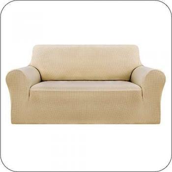 UMI. by Amazon Funda Elastica para Sofa Ajustable 2 Plazas Beige Oscuro