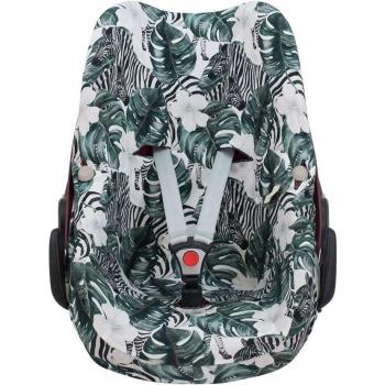 Funda para Silla de Coche Jyoko Compatible con Maxi Cosi Pebble y Bébé Confort, Algodón Estampado, Diseño Zebra