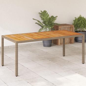 Mesa de jardín de madera de acacia y polyrattan beige 190x90x75 cm