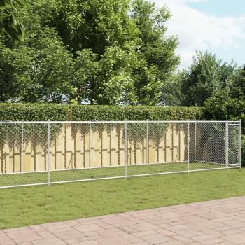 vidaXL Dog Cage with Door Grey 10x2x1.5 m Galvanised Steel