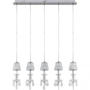 Lámpara colgante LED Lucande Yasanie moderna de cristal transparente con 5 luces para salón y comedor