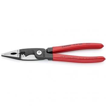 Knipex Pinza Multifuncional para Instalaciones Eléctricas 200 mm, Recubierta de Plástico Negro Atramentado, 6 en 1