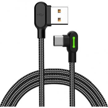 Cable USB a USB-C Mcdodo CA-5280 LED, 90° Ángulo, 3m Negro