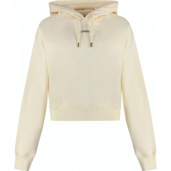 Jacquemus Women's Gros Grain Cotton Hoodie, Ecru, Size Large, 24E241JS1622341, Color 130, Beige, with logo