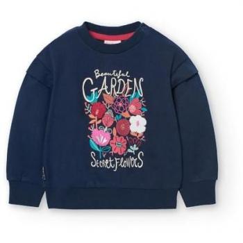 Boboli Sudadera de niña Fleece con dibujo frontal y cuello redondo