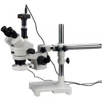 AmScope SM-3TZ-144S-18M3 3.5X-90X trinocular LED Boom Stand Microscopio estéreo con 144 LED y 18MP USB 3.0 cámara