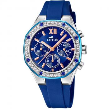 Reloj Lotus Excellent para Mujer 18875/2 con Esfera Azul y Correa de Caucho Azul Adornado con Circonitas