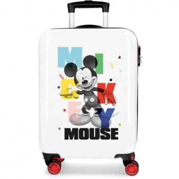 Maleta de cabina infantil Disney Mickey Party blanco con capacidad de 34L