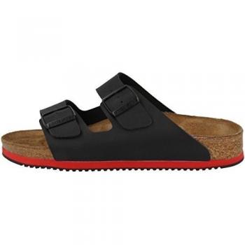 Sandalias Birkenstock Arizona Superlauf, Birko-Flor, Negro/Rojo, Estrechas, Talla 45