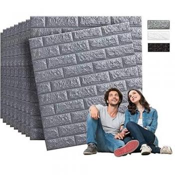 Edihome, Papel Pintado Pared, Paneles Decorativos 3d, 77x70cm, 40 piezas, Autoadhesivo, Efecto Ladrillo de Piedra, de Poliuretano, para Cocina, Dormitorio, Salón