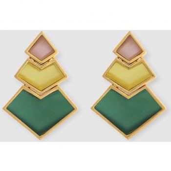 Pendientes Wanderlust Nefertiti Geométricos en Naranja, Amarillo y Verde