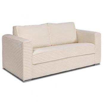 Sofá cama de 3 plazas convertible rápido en pana beige - Cama de 140 cm - Colchón de 18 cm LORETO