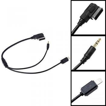 (Black) Audi/Volkwagen AMI MDI MMI iPhone Lightning 3.5MM Aux Cable Music Interface for iPhone 5C/5/5S/6 6Plus