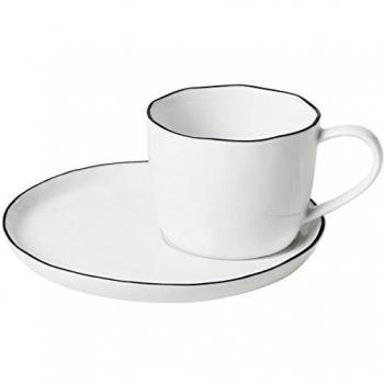 broste Copenhagen Taza con platillo, Porcelana, Gris, 0,15 l