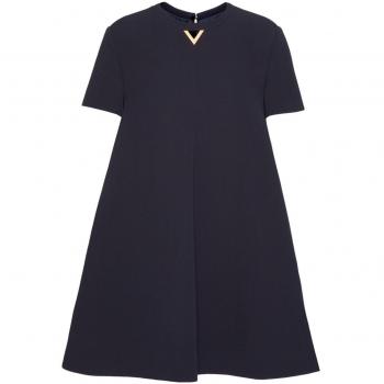 Valentino Women's Vlogo Mini Dress in Blue | Size 40 | 5B3VA9H78HF598