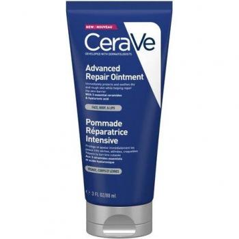 CeraVe Advanced Repair Ointment 88ml - Moisturizing ointment for dry, rough skin; contains ceramides, hyaluronic acid, and vitamin B5; fragrance-free; non-comedogenic; suitable for sensitive skin